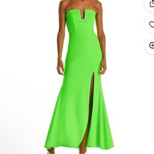 Aqua Neon Green Strapless Maxi Dress